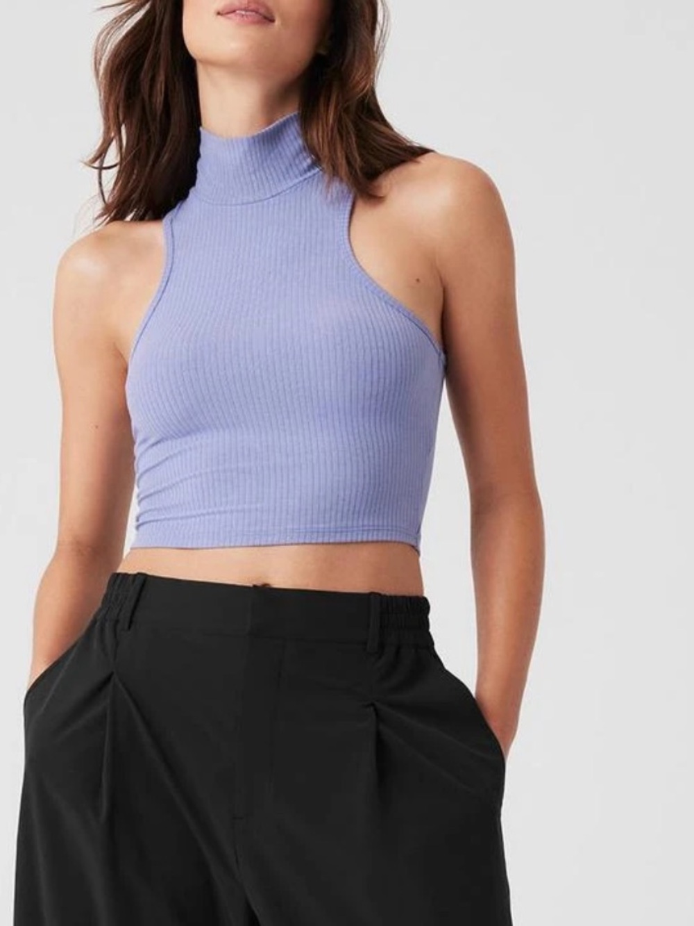 all yoga ribbed coastal turtleneck tank lilac blue new s